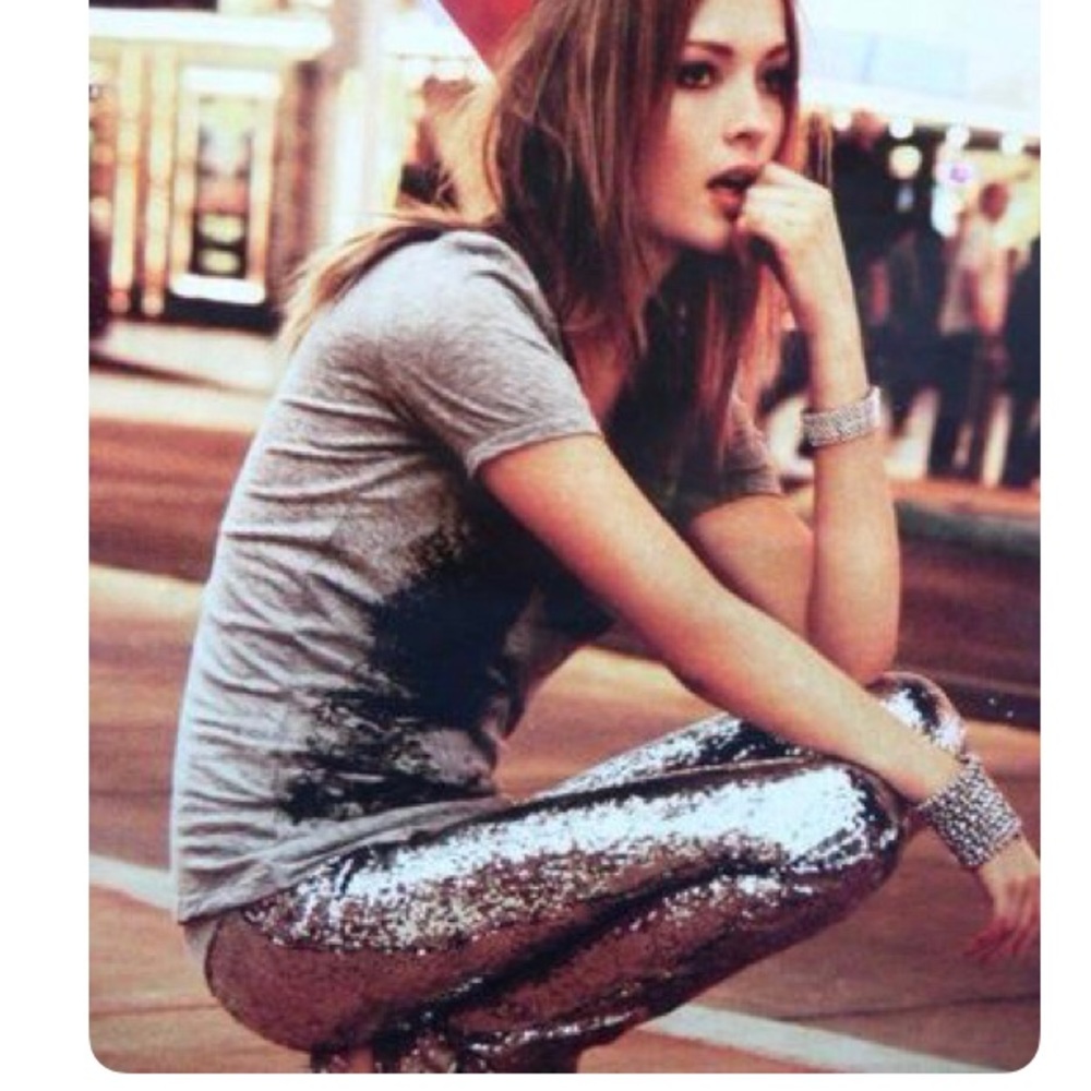 Silver Sequined Leggings - Picture 4 of 8